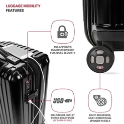SwissGear 7910 Hardside Expandable Spinner Wheel Luggage With TSA Lock And USB, Black, Carry-On 20-Inch -TRAVELPRO Sales 51jW9OQvE3S