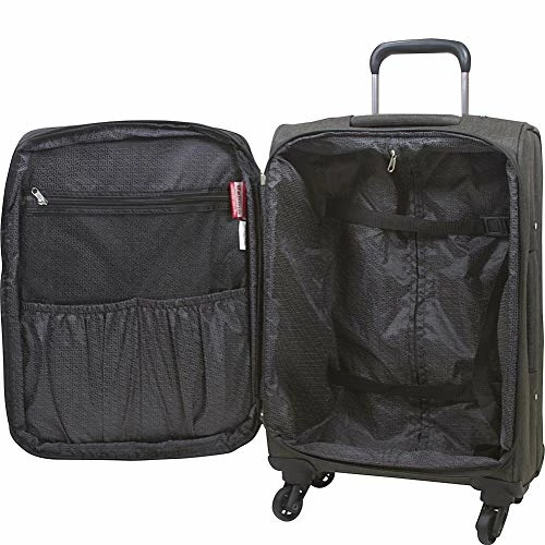 Dejuno Noir Lightweight 3-piece Spinner Luggage Set With Laptop Pocket-Grey, One Size 2 Dejuno Noir Lightweight 3-piece Spinner Luggage Set With Laptop Pocket-Grey, One Size - Image 2