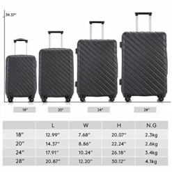 4 Piece Hardshell Luggage Sets,Travel Suitcase,Carry On Luggage With Spinner Wheels Free Cover&Hanger Inside (Black, 4 Pieces) -TRAVELPRO Sales 51k AGXiiL