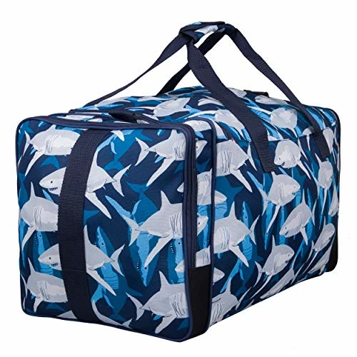 Wildkin Kids Weekender Duffel Bag For Boys And Girls, Carry-On Size And Perfect For Weekend Or Overnight Travel, 600-Denier Polyester Fabric Duffel Bags Measures 22 X 12 X 12 Inches (Sharks) 2 Wildkin Kids Weekender Duffel Bag For Boys And Girls, Carry-On Size And Perfect For Weekend Or Overnight Travel, 600-Denier Polyester Fabric Duffel Bags Measures 22 X 12 X 12 Inches (Sharks) - Image 2