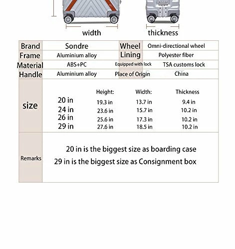 Sondre X Luggage Rolling Wheels Old Fashion Trunk Suitcase PC ABS Spinner Hardshell Carry On With TSA Lock 20" 24" 26" 29"(White) 6 Sondre X Luggage Rolling Wheels Old Fashion Trunk Suitcase PC ABS Spinner Hardshell Carry On With TSA Lock 20" 24" 26" 29"(White) - Image 6