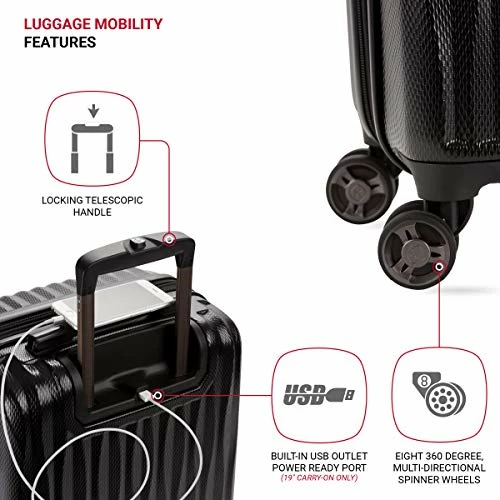 SwissGear 7272 Energie Hardside Luggage Carry-On Luggage With Spinner Wheels & TSA Lock, Black, 19” 9 SwissGear 7272 Energie Hardside Luggage Carry-On Luggage With Spinner Wheels & TSA Lock, Black, 19” - Image 9