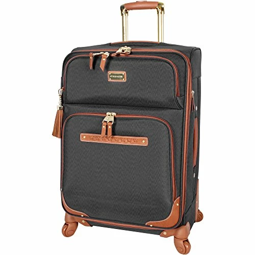 Steve Madden Designer Luggage Collection - Expandable 24 Inch Softside Bag - Durable Mid-sized Lightweight Checked Suitcase With 4-Rolling Spinner Wheels (Global Black) 1 Steve Madden Designer Luggage Collection - Expandable 24 Inch Softside Bag - Durable Mid-sized Lightweight Checked Suitcase With 4-Rolling Spinner Wheels (Global Black)