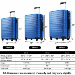 Hardshell Luggage Sets 3 PCS Spinner Suitcase With Tsa Lock Lightweight Blue 12 Hardshell Luggage Sets 3 PCS Spinner Suitcase With Tsa Lock Lightweight Blue -TRAVELPRO Sales 51m1KqFD91L
