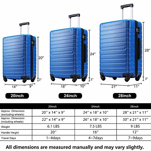 Hardshell Luggage Sets 3 PCS Spinner Suitcase With Tsa Lock Lightweight Blue 6 Hardshell Luggage Sets 3 PCS Spinner Suitcase With Tsa Lock Lightweight Blue - Image 6