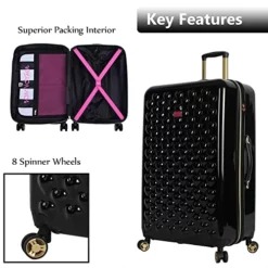 Betsey Johnson Luggage Hardside 3 Piece Set Suitcase With Spinner Wheels (20" 26" 30") (One Size, Heart To Heart Black)… -TRAVELPRO Sales 51mO31GgUdL