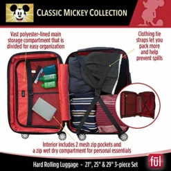 FUL Disney Mickey Mouse 3 Piece Rolling Luggage Set, Hardside Suitcase With Spinner Wheels, 21 Inch, 25 Inch And 29 Inch, Black -TRAVELPRO Sales 51mbHS12aIL