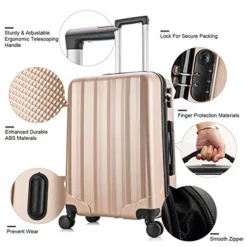 4 Pieces Travel Luggage Sets, Hardside Lightweight ABS Luggage Suitcase, 360° Spinner Wheels Travel Set Bag, Durable Trolley Suitcase 16" 20" 24" 28", 4 Pcs (Color Champagne Gold) -TRAVELPRO Sales 51mrlNe1VqL