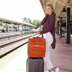 16.5" Underseat Women Luggage Carry On Suitcase - Small Rolling Tote Bag With Wheels (Orange) -TRAVELPRO Sales 51nAa 02VWL
