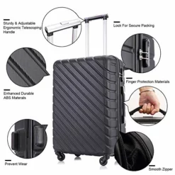 4 Piece Hardshell Luggage Sets,Travel Suitcase,Carry On Luggage With Spinner Wheels Free Cover&Hanger Inside (Black, 4 Pieces) -TRAVELPRO Sales 51njnEPPGoL