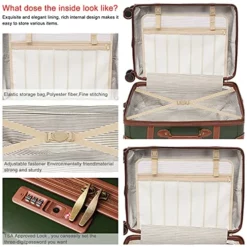 NZBZ Vintage Luggage Sets With Spinner Wheels Cute Carry On Suitcase Tsa Lock Luggage 3 Pieces (Green, 14inch & 20inch & 28inch) -TRAVELPRO Sales 51oXmb8VizS
