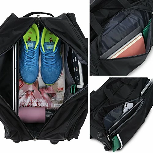 Rolling Duffel Bag, Water Repellent Wheeled Duffel Carry On Luggage 20inch Black 5 Rolling Duffel Bag, Water Repellent Wheeled Duffel Carry On Luggage 20inch Black - Image 5