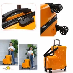 LYNICESHOP 20" Kids Suitcase Luggage Kids Ride On Suitcase Children Travel Suitcase With Sturdy Spinner Wheels, Good Idea For Kids School Suitcase Increase Travel Fun—Orange -TRAVELPRO Sales 51oyThV9cdL