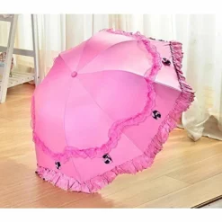 Honeystore Princess Lace Ultraviolet-Proof Triple Folding Umbrella Dome Parasol Fuchsia 13 Honeystore Princess Lace Ultraviolet-Proof Triple Folding Umbrella Dome Parasol Fuchsia -TRAVELPRO Sales 51q9q9ei4vL