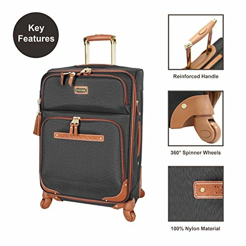 Steve Madden Designer Luggage Collection - Expandable 24 Inch Softside Bag - Durable Mid-sized Lightweight Checked Suitcase With 4-Rolling Spinner Wheels (Global Black) 7 Steve Madden Designer Luggage Collection - Expandable 24 Inch Softside Bag - Durable Mid-sized Lightweight Checked Suitcase With 4-Rolling Spinner Wheels (Global Black) - Image 7