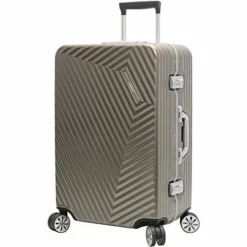 Andiamo Elegante Suitcase With Built-in TSA Lock - Zipperless 24 Inch Hardside Checked Bag- Lightweight (ABS+PC) Luggage With 8-Rolling Spinner Wheels (Gold)