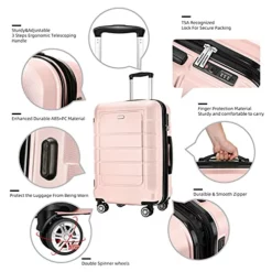 SHOWKOO Luggage Sets Expandable PC+ABS Durable Suitcase Double Wheels TSA Lock Pink 3pcs -TRAVELPRO Sales 51qec36PHFL