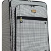 Nicole Miller New York Designer Luggage Collection - Large 28 Inch Expandable Softside Suitcase - Lightweight Checked Bag With 4-Rolling Spinner Wheels (Taylor Black/White Plaid)