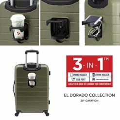 Wrangler Smart Luggage Set With Cup Holder And USB Port, Olive Green, 20-Inch Carry-On -TRAVELPRO Sales 51r 3 4 CgL