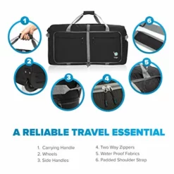 Wheeled Duffle Bag Luggage - 100L Large Rolling Duffel Bag 30 Inch Folding Duffle Bag For Travel - Packable Duffle Bag With Rollers (Black) -TRAVELPRO Sales 51r OGZVYTL