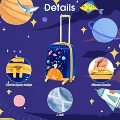 Goplus Kids Luggage Set, 12" & 18" Kids Carry On Luggage Set, Multi-directional Wheels Suitcase, Large Capacity Rolling Trolley Suitcase, Gift For Boys And Girls Toddlers Children Travel (Universe) -TRAVELPRO Sales 51r9RwNAjoL