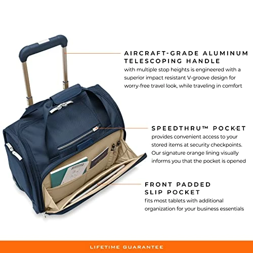Briggs & Riley 2-Wheel Cabin Bag, Navy 13 Briggs & Riley 2-Wheel Cabin Bag, Navy - Image 13