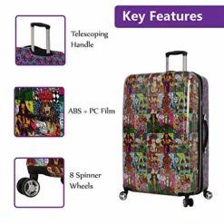 Betsey Johnson 30 Inch Checked Luggage Collection - Expandable Scratch Resistant (ABS + PC) Hardside Suitcase - Designer Lightweight Bag With 8-Rolling Spinner Wheels (Girls Print) -TRAVELPRO Sales 51sumMYE4wL