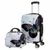World Traveler Black And White Butterfly 2-Piece Carry-on Spinner Luggage Set