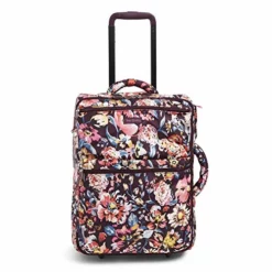 Vera Bradley Women's Lighten Up Small Softside Foldable Rolling Suitcase Luggage, Indiana Blossoms
