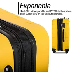 Expandable 3 Piece Luggage Sets Hardside Durable Suitcase With Spinner Wheels TSA Lock, 3 Pcs Carry On Case Travel Home Outdoor School Lightweight Trolley Case ( 20" 24" 28" Yellow) -TRAVELPRO Sales 51tbh75QUCS