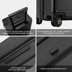 LEVEL8 Elegance Matte Carry-On Luggage, 20” Hardside Suitcase, Lightweight PC Matte Hardcase Spinner Trolley For Luggage, TSA Approved Cabin Luggage With 8 Spinner Wheels- Black, 20-Inch Carry-On -TRAVELPRO Sales 51toSmVj32L