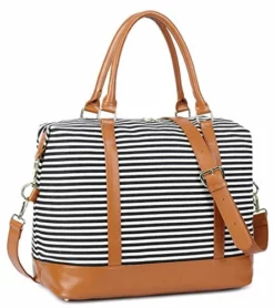 Women Ladies Canvas Weekender Bag Overnight Carry-on Tote Duffel In Trolley Handle (Black Stripe) -TRAVELPRO Sales 51uMXwlDs5L