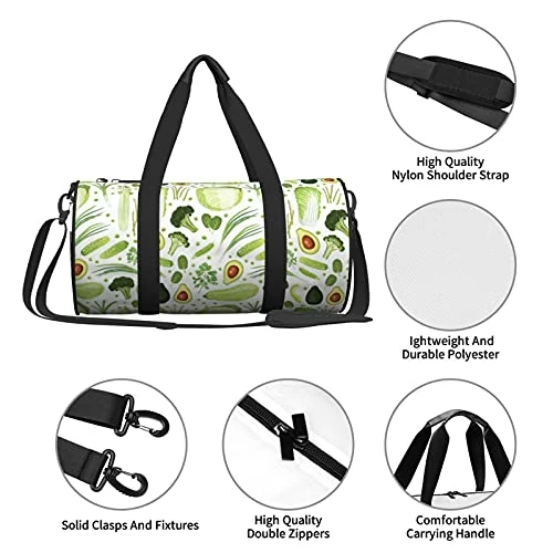 Fredeulva Cabbage Squash Leek Onion Asparagus Duffel Bag Canvas Shoulder Round Gym Sports Travel Weekender Bags For Man Women 4 Fredeulva Cabbage Squash Leek Onion Asparagus Duffel Bag Canvas Shoulder Round Gym Sports Travel Weekender Bags For Man Women - Image 4