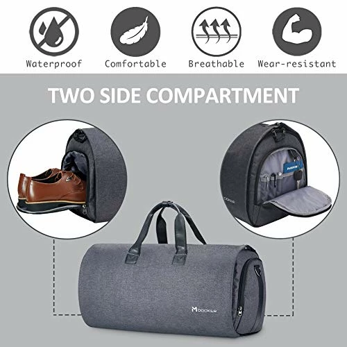 Convertible Garment Bag With Shoulder Strap, Modoker Carry On Garment Duffel Bag For Men Women - 2 In 1 Hanging Suitcase Suit Travel Bags (Black) 4 Convertible Garment Bag With Shoulder Strap, Modoker Carry On Garment Duffel Bag For Men Women - 2 In 1 Hanging Suitcase Suit Travel Bags (Black) - Image 4
