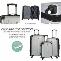 Travelers Club Chicago Hardside Expandable Spinner Luggage, Silver, 3-Piece Set (20/24/28) -TRAVELPRO Sales 51uemhFlJtL