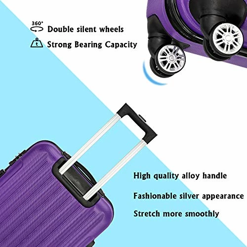 SSLine 3-in-1 Multifunctional Suitcase Luggage Set Large Capacity Traveling Storage ABS Expandable Spinner Hardside Suitcase Lightweight 4 Wheel Portable Travel Bag 20" / 24" / 28" Purple 5 SSLine 3-in-1 Multifunctional Suitcase Luggage Set Large Capacity Traveling Storage ABS Expandable Spinner Hardside Suitcase Lightweight 4 Wheel Portable Travel Bag 20" / 24" / 28" Purple - Image 5
