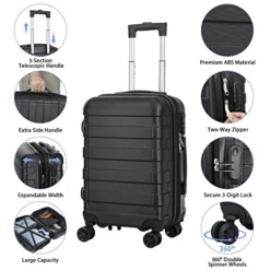 SUPER DEAL Hardside Expandable Spinner Luggage 21 Inch Carry On Luggage Lightweight Travel Suitcase With 360°Swivel Wheels And Height Adjustable Handle, Black -TRAVELPRO Sales 51v 5piNhoL