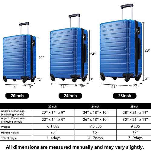 3 Piece Set Luggage Spinner Hardshell Lightweight Durable Suitcase TSA Lock, Women Men Teens Home Outdoor School Travel Carry On Luggage Sets, 20/24/28 Inch Deep Blue 8 3 Piece Set Luggage Spinner Hardshell Lightweight Durable Suitcase TSA Lock, Women Men Teens Home Outdoor School Travel Carry On Luggage Sets, 20/24/28 Inch Deep Blue - Image 8