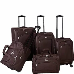 American Flyer South West Collection 5-Piece Luggage Set, Brown