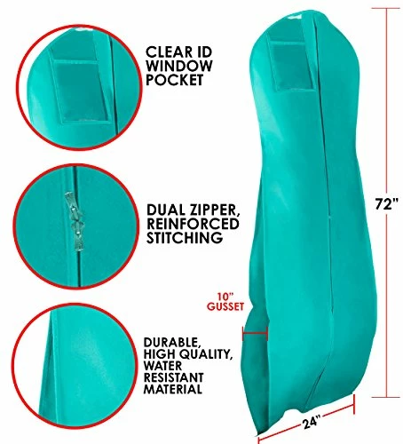 Women's Long Dress Bag – Breathable Wedding Gown Garment Bag -72x24”, 10” Gusset 4 Women's Long Dress Bag – Breathable Wedding Gown Garment Bag -72x24”, 10” Gusset - Image 4
