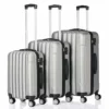 GOMHWAOL Luggage 3 Piece Set Suitcase ABS Material Hardshell Lightweight (Silver Gray)