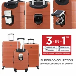 Wrangler Smart Luggage Set With Cup Holder And USB Port, Burnt Orange, 3 Piece -TRAVELPRO Sales 51xVCY9A55L