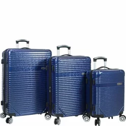 Dejuno Luna Lightweight 3-Piece Hardside Spinner Luggage Set, Blue, One Size