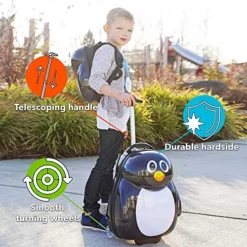 Kiddietotes Kids Carry-on Upright Luggage Suitcase And Backpack Set - Smooth Rolling Wheels - Penguin -TRAVELPRO Sales 51xdtn5ejOL