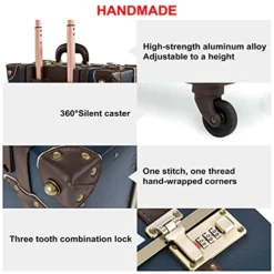 NZBZ Vintage Carry-On Suitcase Luggage With Rolling Spinner Wheels Retro Hardside Cute Travel Suitcase (Navy Blue) -TRAVELPRO Sales 51xkTbTczzS