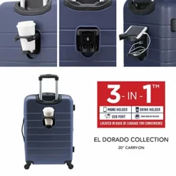 Wrangler Smart Luggage Set With Cup Holder And USB Port, Navy Blue, 20-Inch Carry-On -TRAVELPRO Sales 51xlBhOGcIL