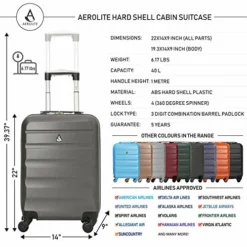 Aerolite 22x14x9” Hard Shell Suitcase Spinner Carry On + Under Seat Holdall -TRAVELPRO Sales 51y1FjuXQmL