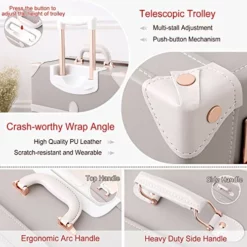 Unitravel Retro Luggage 26 Inch Lightweight Women Cute Suitcase With Spinner Wheels (Light Gray) 9 Unitravel Retro Luggage 26 Inch Lightweight Women Cute Suitcase With Spinner Wheels (Light Gray) -TRAVELPRO Sales 51ycA4 ynLL