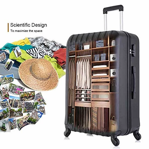 4 Piece Luggage Sets With Spinner Wheels Travel Suitcase Hard-shell Lightweight 16" 20" 24" 28" (4 PCS LM Black) 4 4 Piece Luggage Sets With Spinner Wheels Travel Suitcase Hard-shell Lightweight 16" 20" 24" 28" (4 PCS LM Black) - Image 4