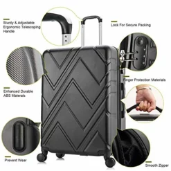 4PC Luggage Sets, ABS Hardshell Luggage Set Lightweight Hard Shell Travel Suitcases W/Spinner Wheels Free Suitcase Cover(18 20 24 28Inch) (Black) -TRAVELPRO Sales 51ztS4eRzQL